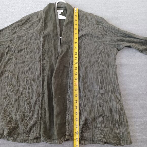 Pure J Jill Topper Cardigan Cotton Gauze Women M Boho Lagenlook Olive Green Flow - Picture 5 of 7